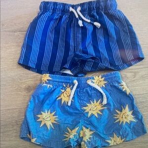 Blue and Yellow Kids Swim Trunks